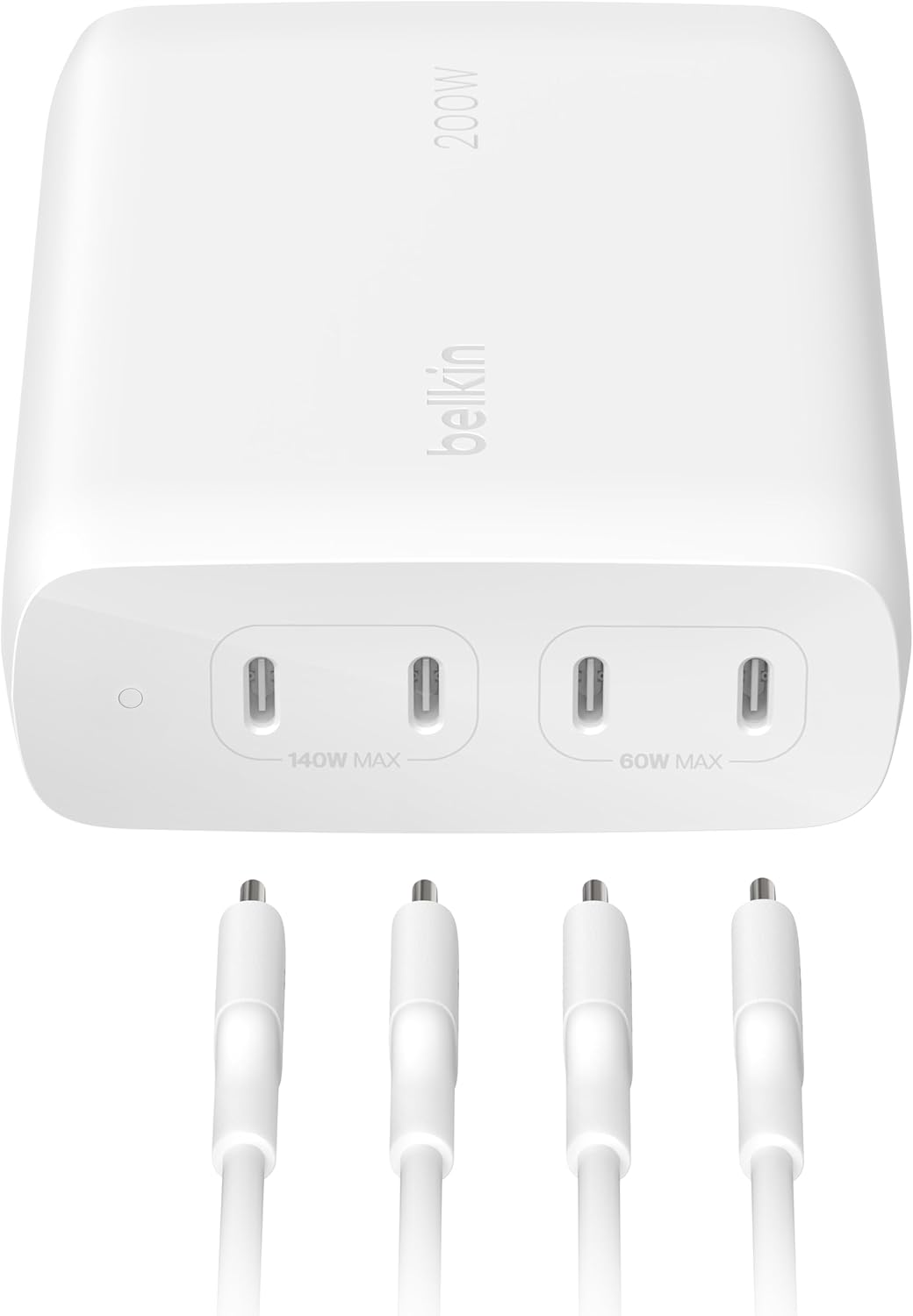 Belkin BoostCharge Pro 4-Port USB-C GaN Wall Charger, 200W Multi-Port Charger, USB-C PD 3.1 Fast Charge, 5ft Power Cord for MacBook Pro, iPhone 16 Series, iPad Pro, Galaxy S23, Google Pixel, & More Belkin BoostCharge Pro 4-Port USB-C GaN Wall Charger, 200W Multi-Port Charger, USB-C PD 3.1 Fast Charge, 5ft Power Cord for MacBook Pro, iPhone 16 Series, iPad Pro, Galaxy S23, Google Pixel, & More